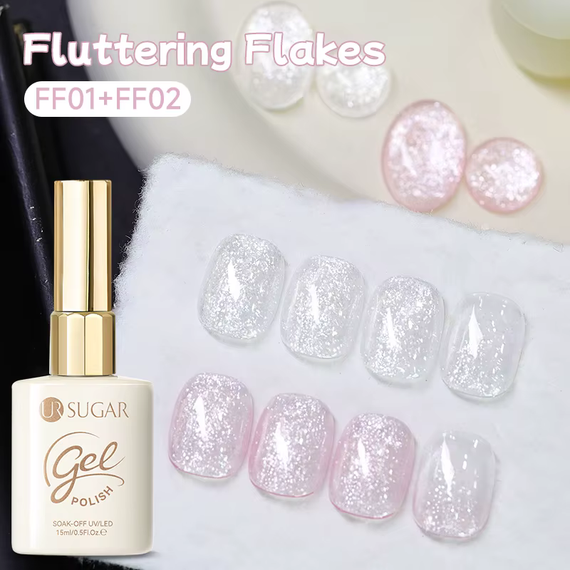 UR SUGAR 15ml Vernis Gel Semi-Permanent Effet Paillettes Scintillantes UV/LED Soak Off pour Manucure et Nail Art