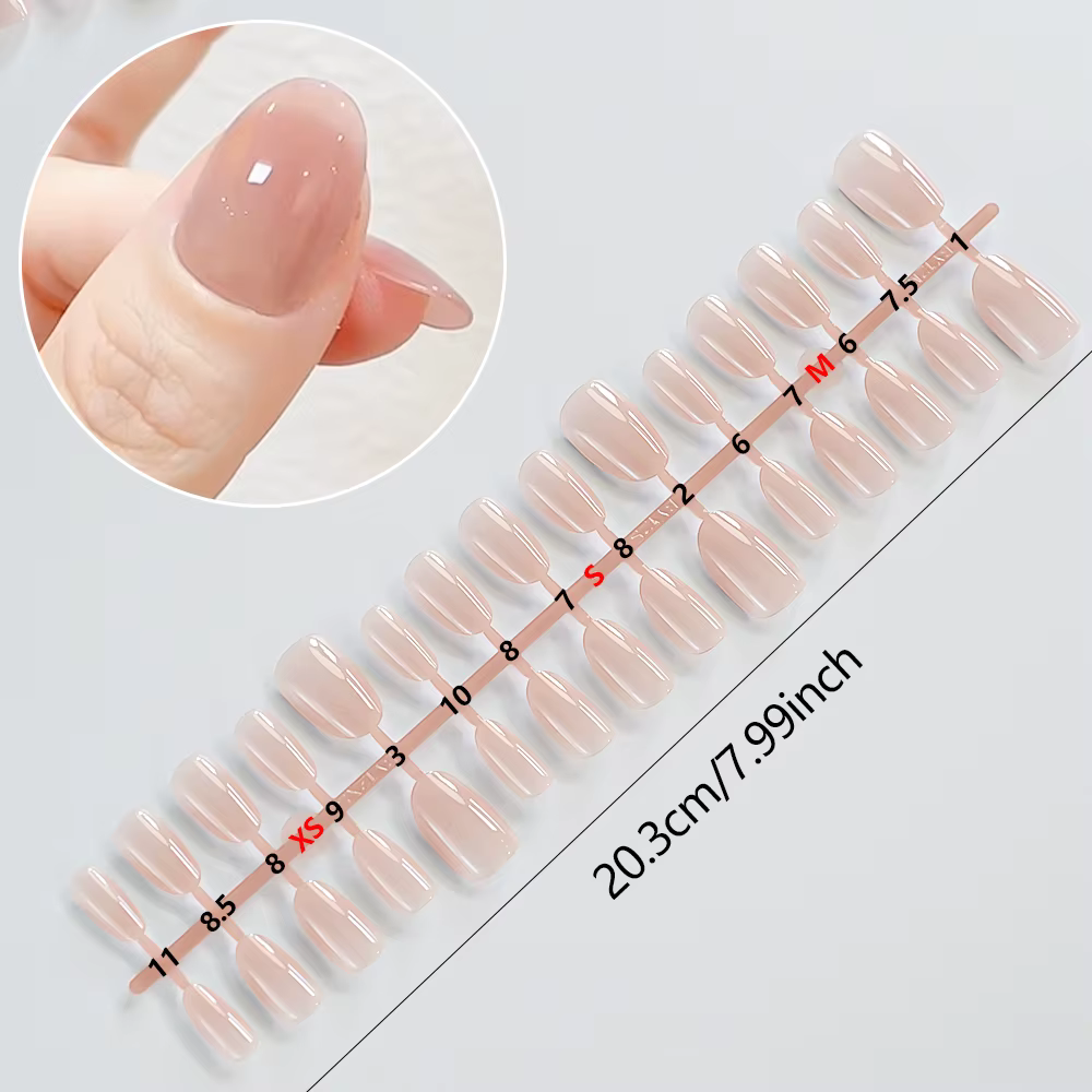 150 pièces dégradé nu court amande faux ongles XS/S/M taille brillant couverture complète presse