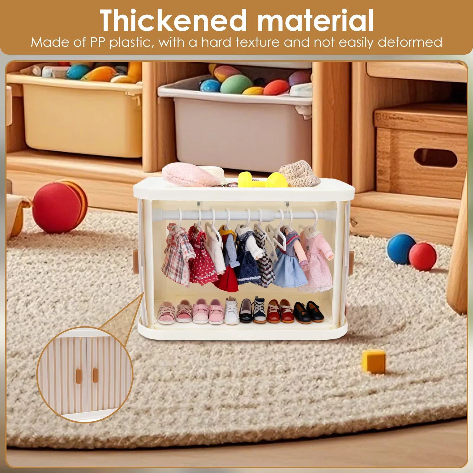Armoire de poupée avec 10 cintres, meuble de dressing de princesse pour filles, cadeau jouet pour enfants Barbie