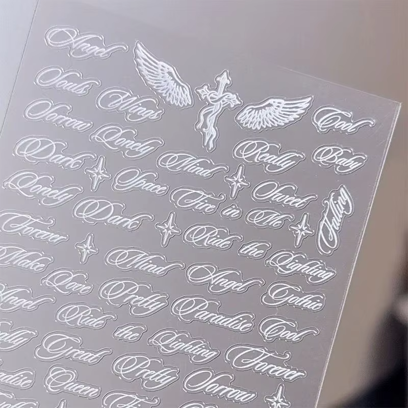 Autocollants pour ongles en forme d'ailes d'ange