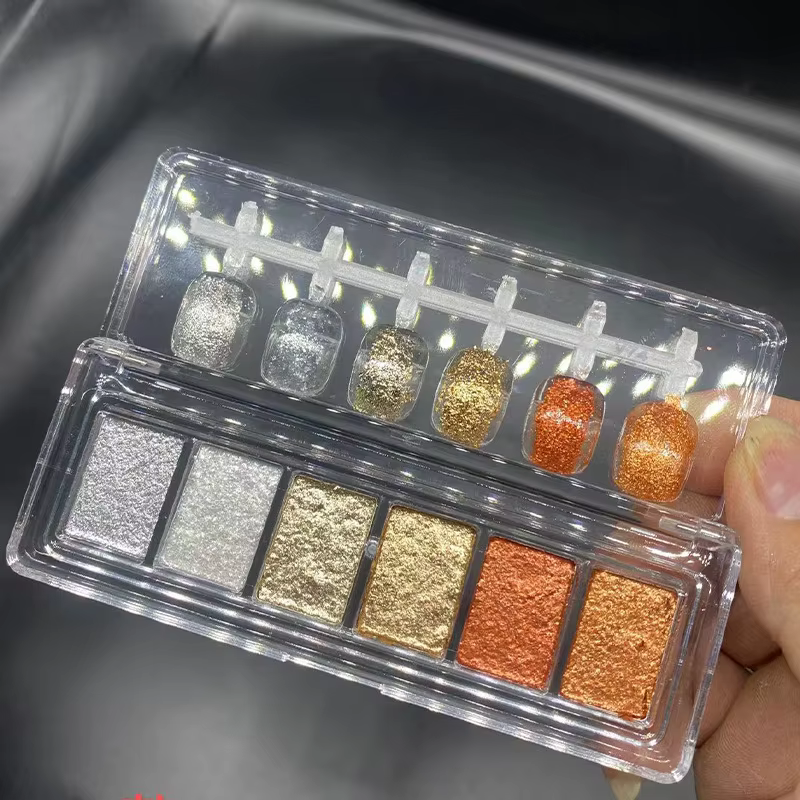 6 grilles brillant Bling boue ongles solide Pigment cristal opale frottant la poussière Aurora Chrome paillettes pâte charme japonais manucure Flash