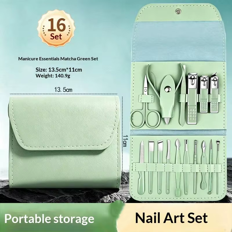 Kit de manucure et pédicure professionnel 4/16 pièces, coupe-ongles, pinces à cuticules, avec étui de voyage
