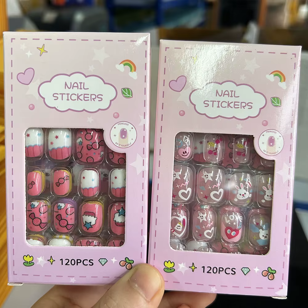 Faux Ongles Colorés à Couverture Complète pour Enfant Fille