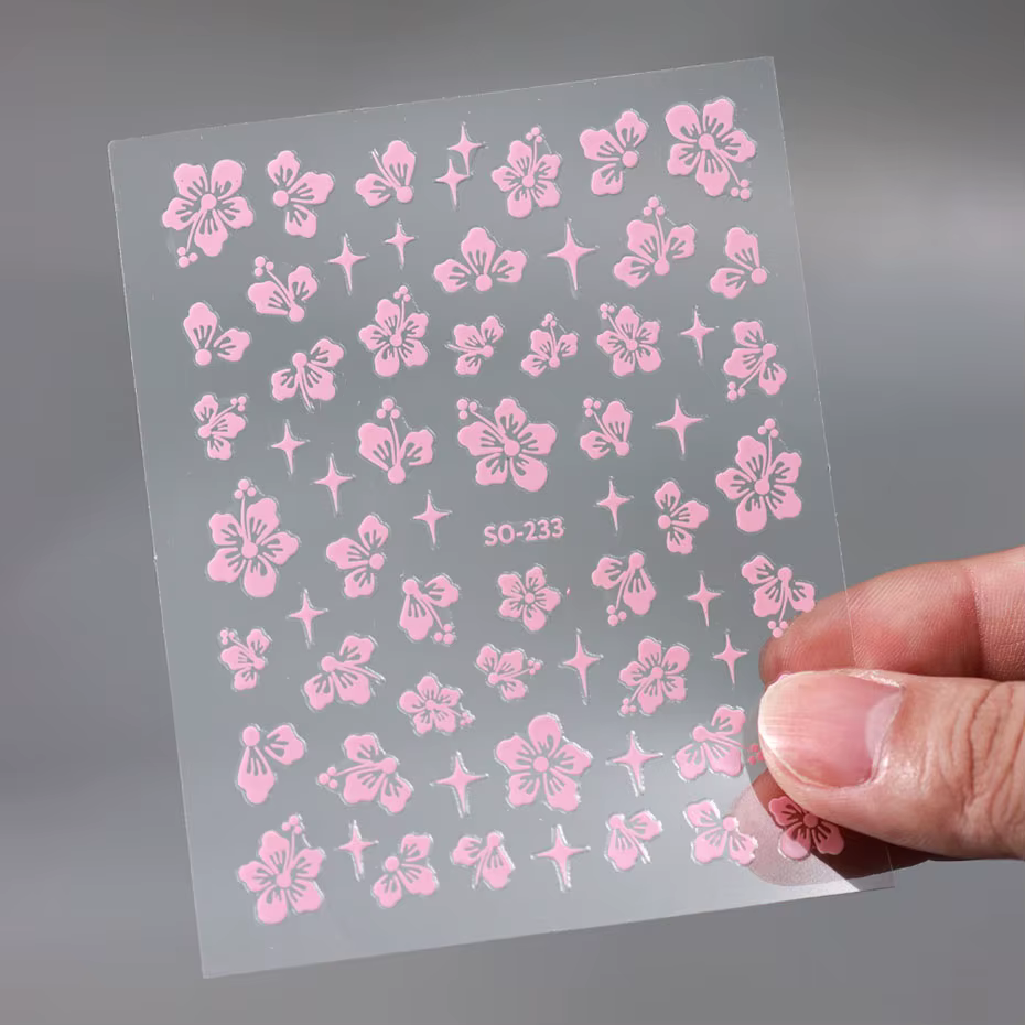 Autocollants 3D en forme de fleur d'hibiscus pour nail art