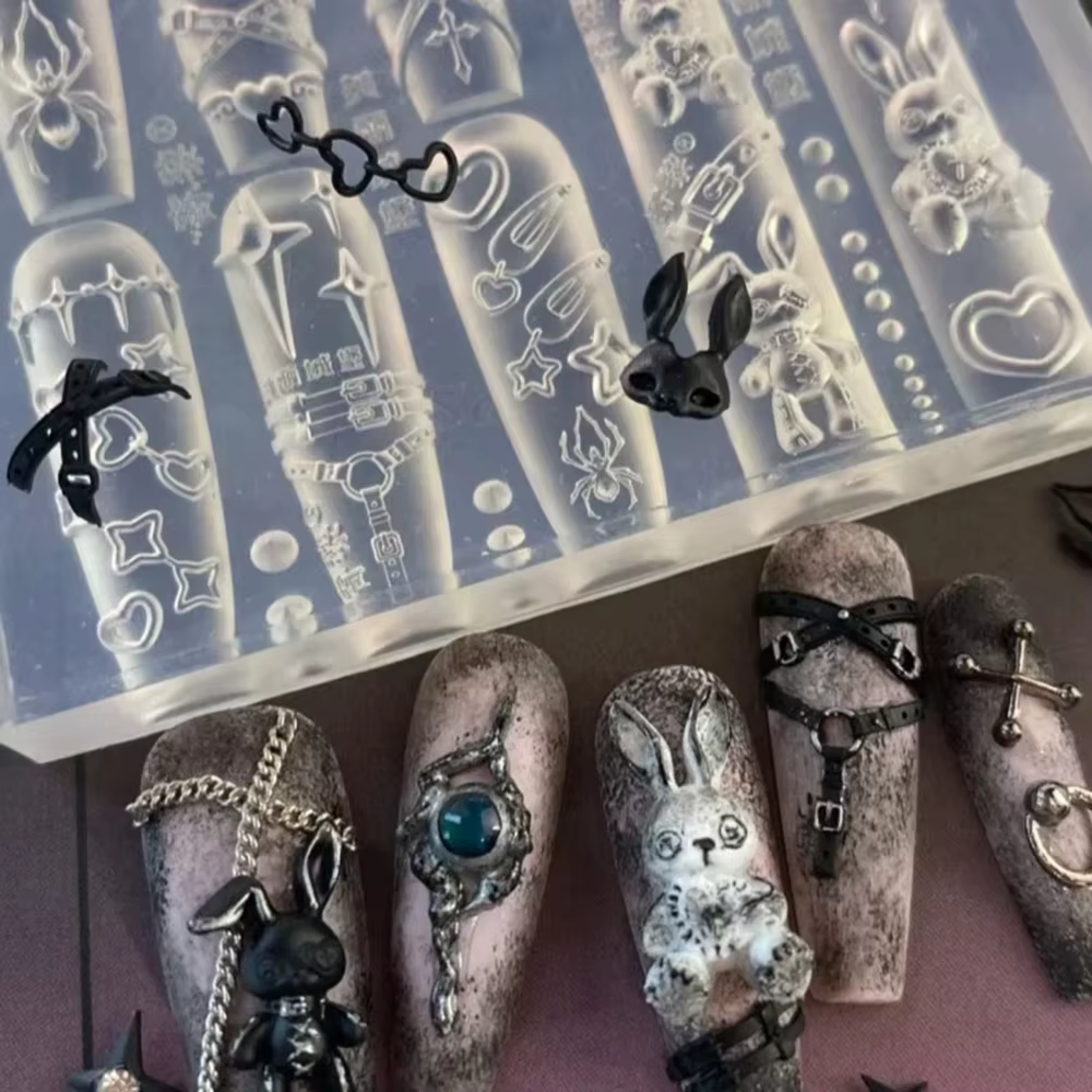 Moule à ongles 3D lapin Punk doux