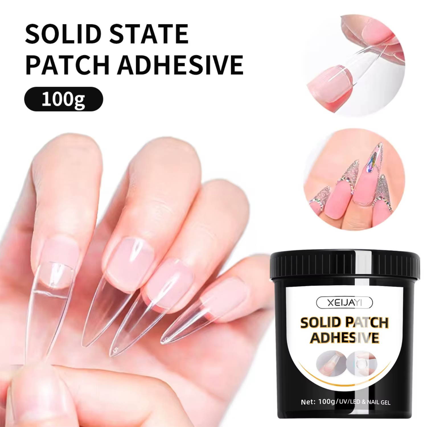 100g Gel Solide Transparent Anti-Coulant pour Faux Ongles
