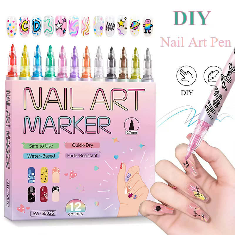 Stylos pour Nail Art 12 couleurs 0.7MM