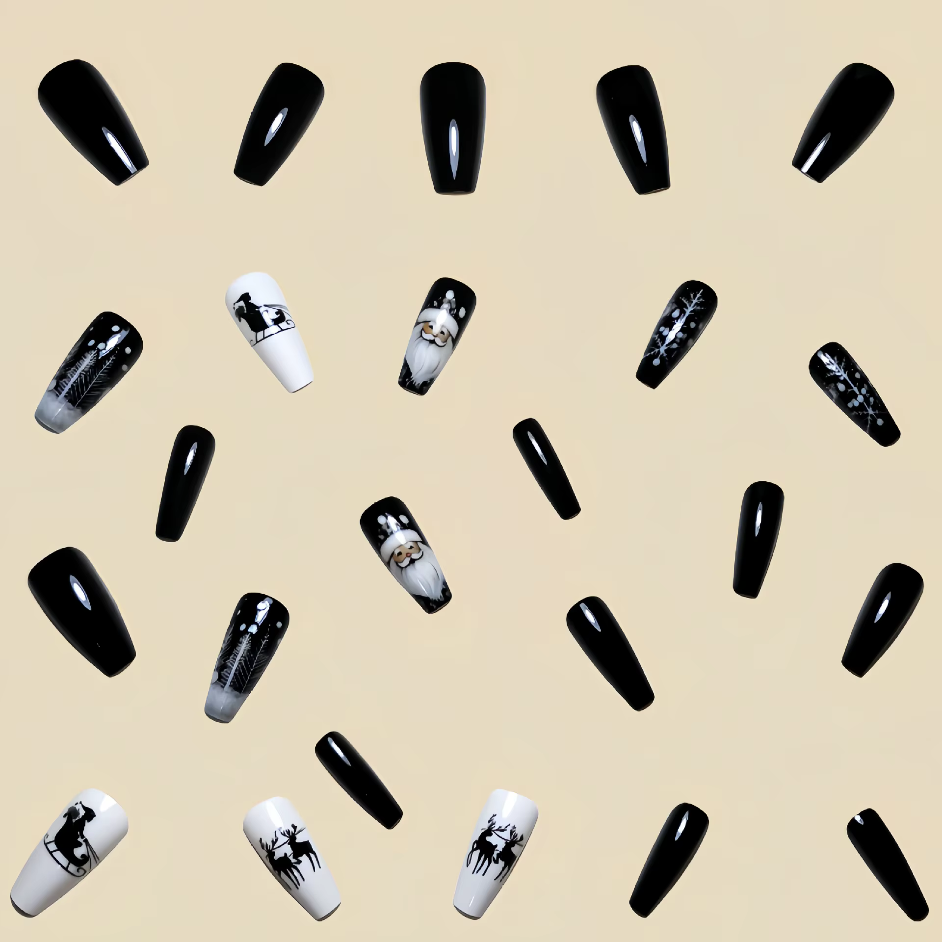 Faux ongles noirs du père noël