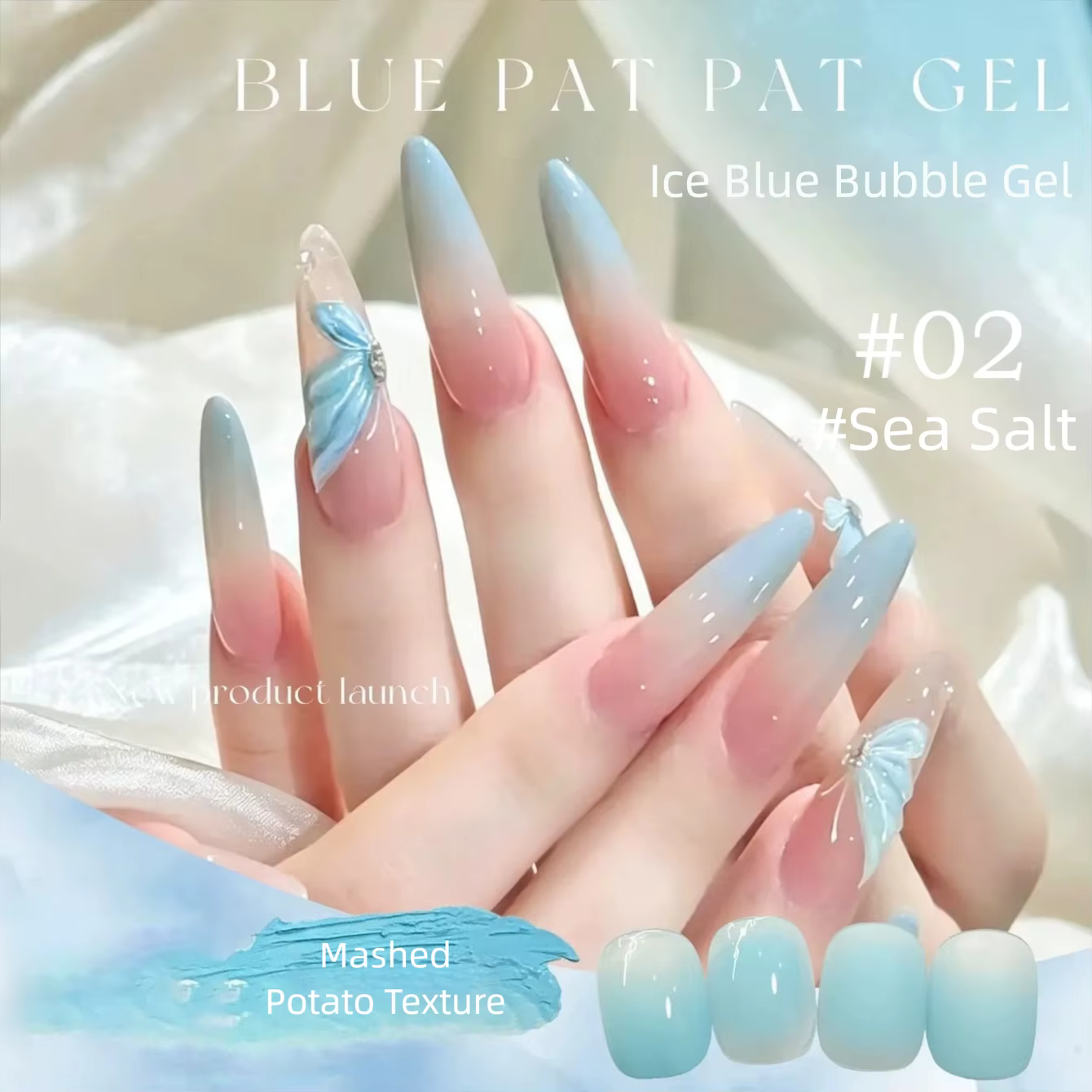 MIANEL 2026 Vernis à ongles gelée transparente menthe bleu vert effet bulles de glacier, longue tenue, haute brillance, pour nail art bleu