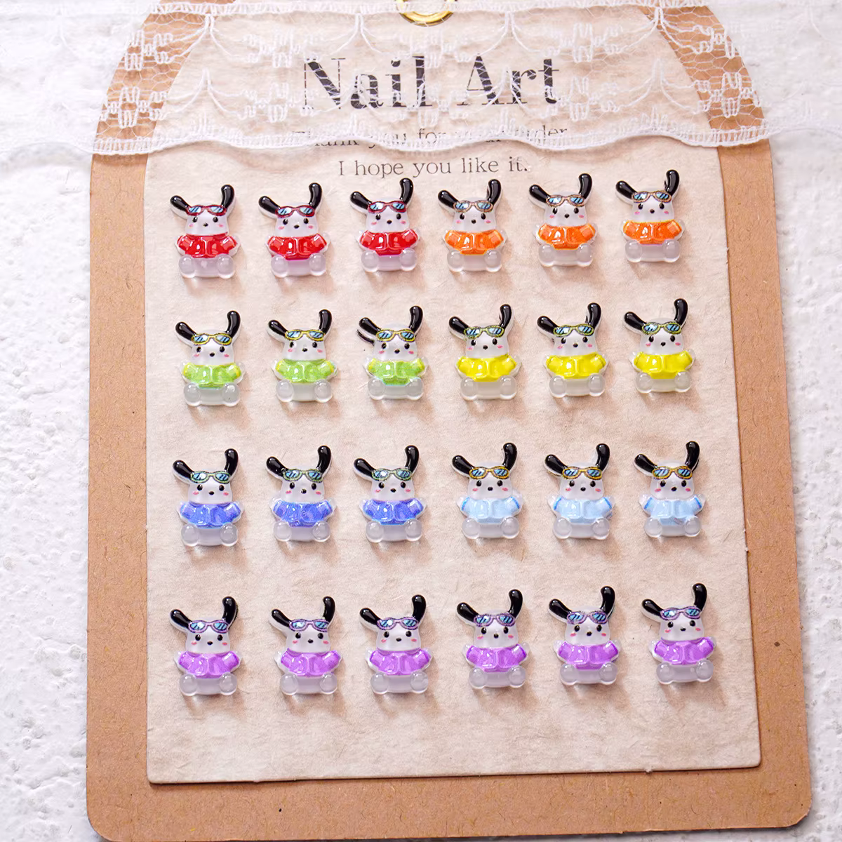 100 pièces/paquet de breloques pour ongles Happy Pochacco-art d'ongle de dessin animé 3D mignon