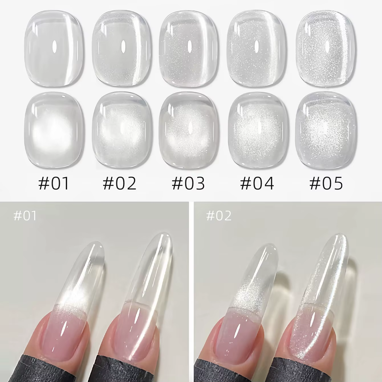 MIANEL 2026 Vernis à ongles gel œil de chat blanc transparent universel avec perles de verre pour manucure