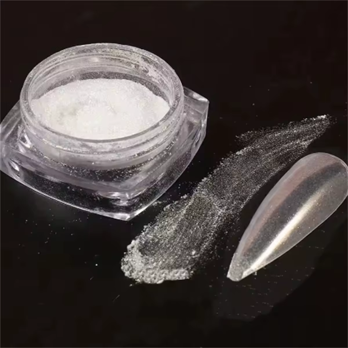 1 boîte de poudre à ongles miroir perle de clair de lune