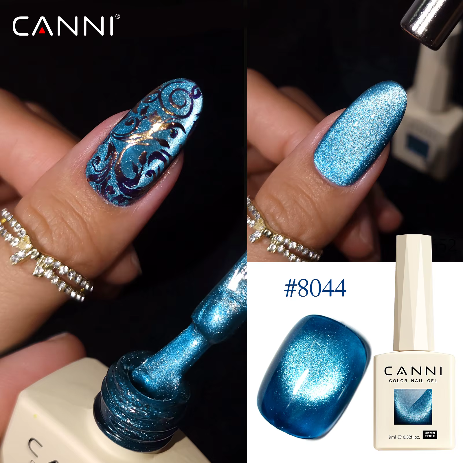 Kit de vernis à ongles gel œil de chat CANNI 8 pièces/kit 9ML, sans TPO/HEMA, à faire tremper, UV LED, vernis gel ultra brillant, paillettes, semi-permanent
