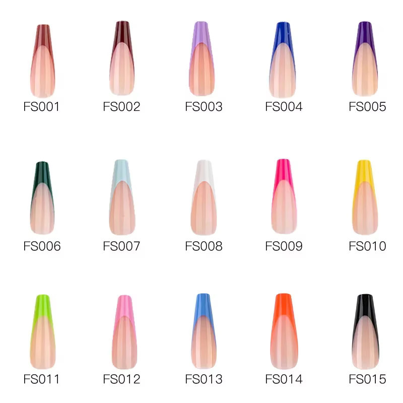 20 pièces/sac faux ongles longs cercueil français givré couverture complète