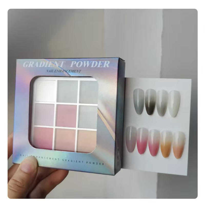 9 couleurs solide tapotement ongles poudres UV vernis décoration miroitant Fine paillettes dégradé mat Pat Pat manucure