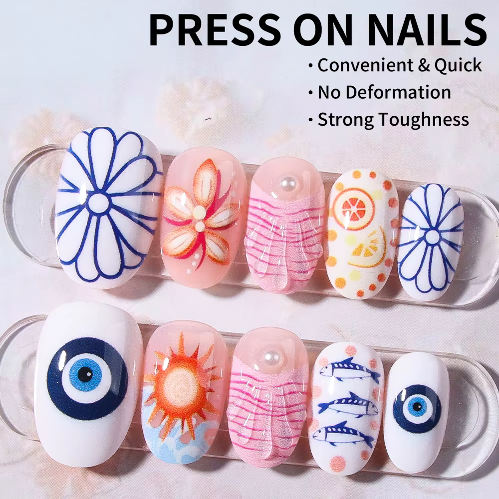 24 faux ongles en gel 3D Ellipse