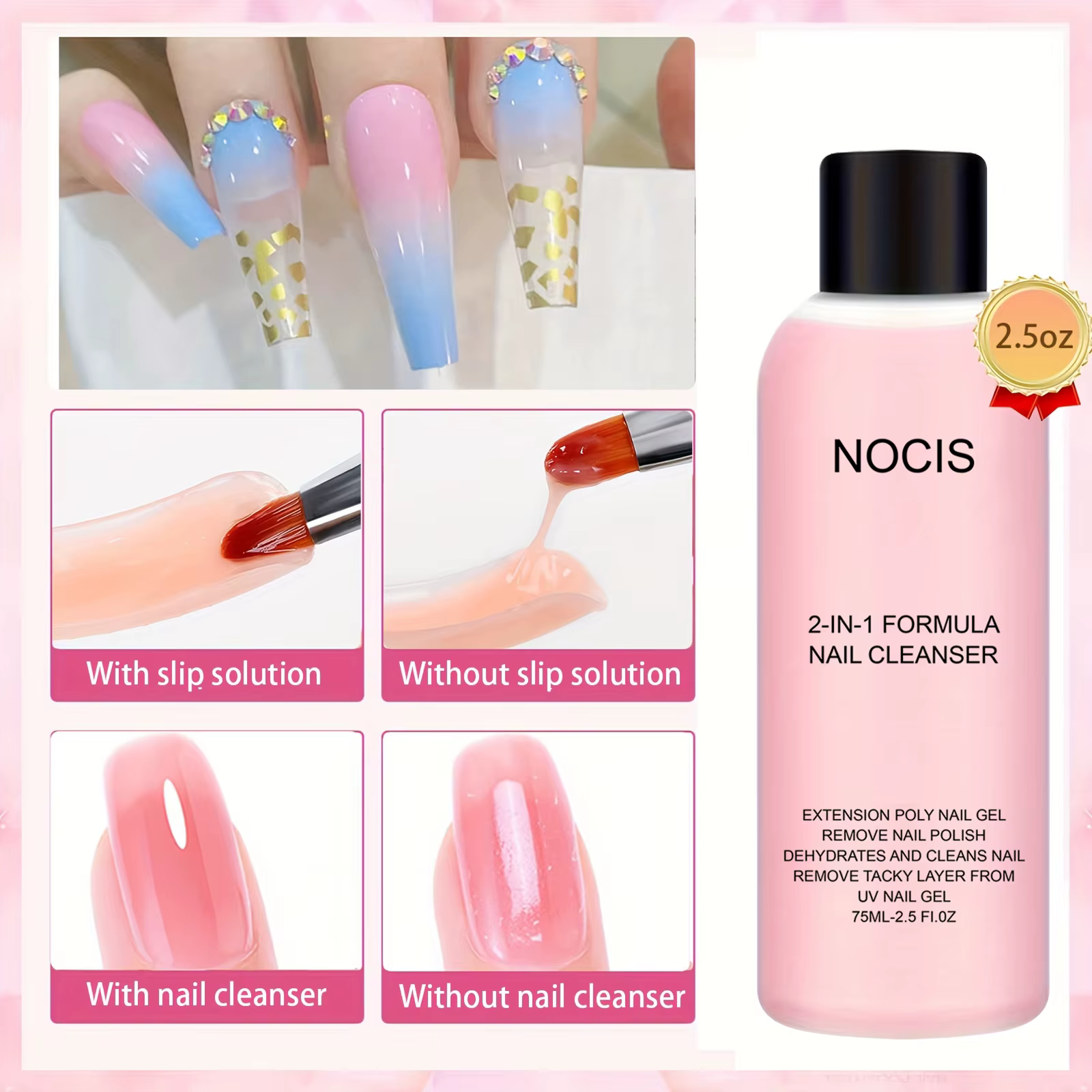 Gel nettoyant 2 en 1 pour ongles et dissolvant de vernis