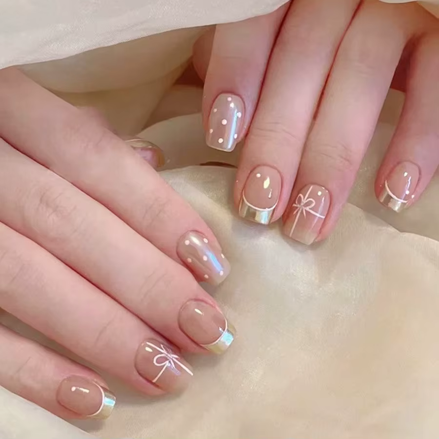 Faux ongles carrés courts pour femmes et filles