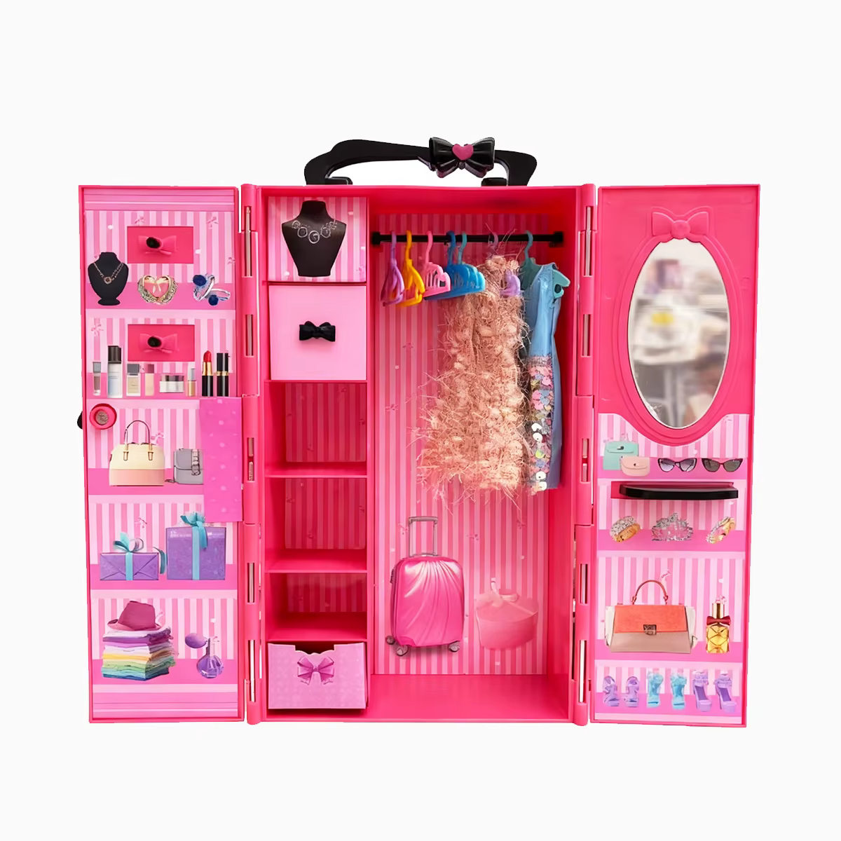 Meubles de maison de poupée, armoire à poupées, placard portable en plastique, peut ranger les vêtements et accessoires des poupées pour le jeu de maison de poupée