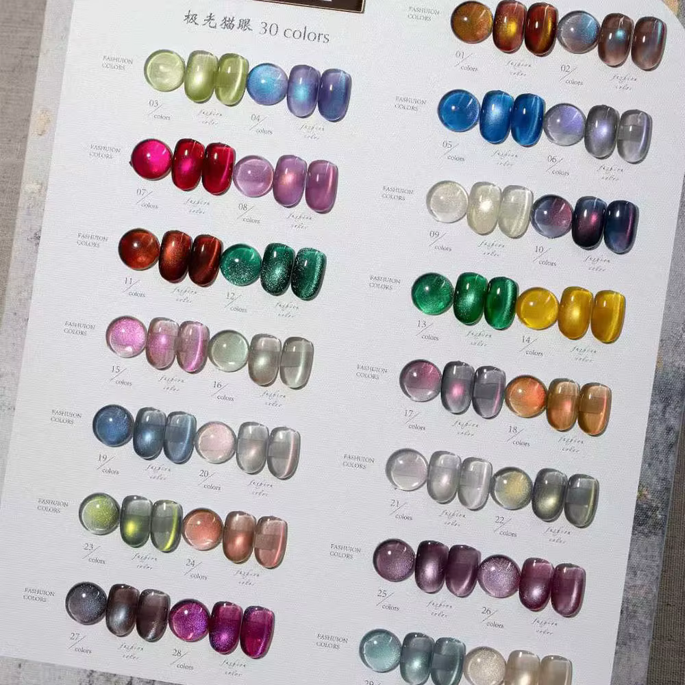 VINIMAY Nouveau Kit de Vernis à Ongles Gel Magnétique Effet Œil de Chat Aurora 30 Couleurs