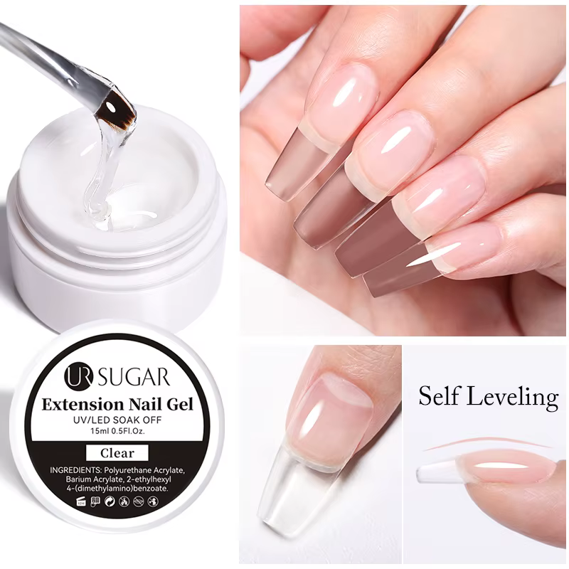 UR SUGAR 15ml boîte Extension Gel pour ongles gelée rose blanc clair Gel UV Gel dur