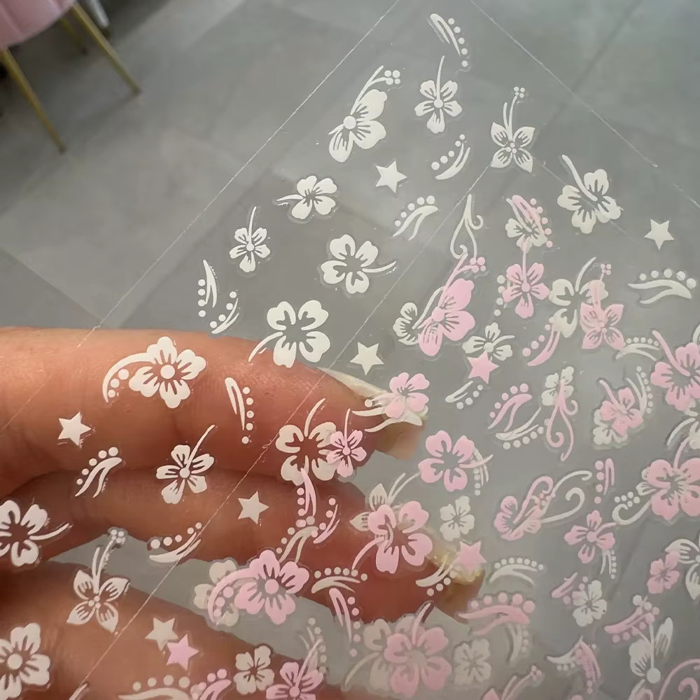 Autocollant pour ongles fleurs d'hibiscus 3D