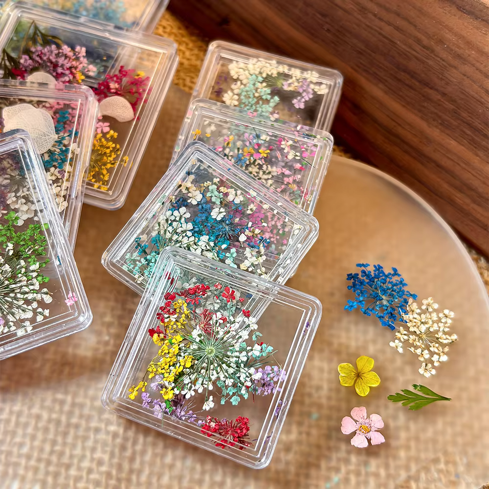 1 boîte de fleurs séchées 3D de style japonais pour la décoration des ongles
