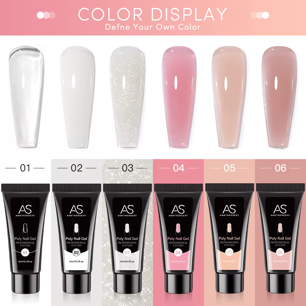 AS 15ml Gel d'extension d'ongle construire des ongles Poly Gel acrylique UV LED Extension rapide du modèle de cristal