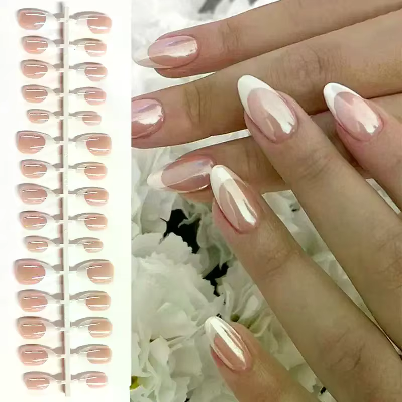 Lot de 30 faux ongles nacrés français à presser