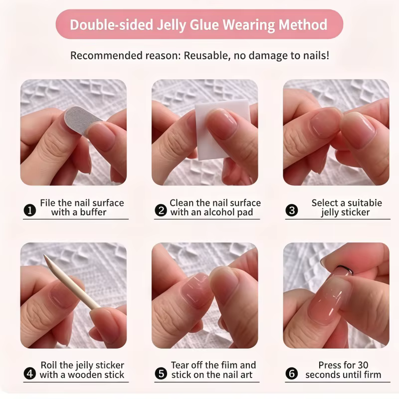 10 faux ongles classiques noirs et blancs à pois