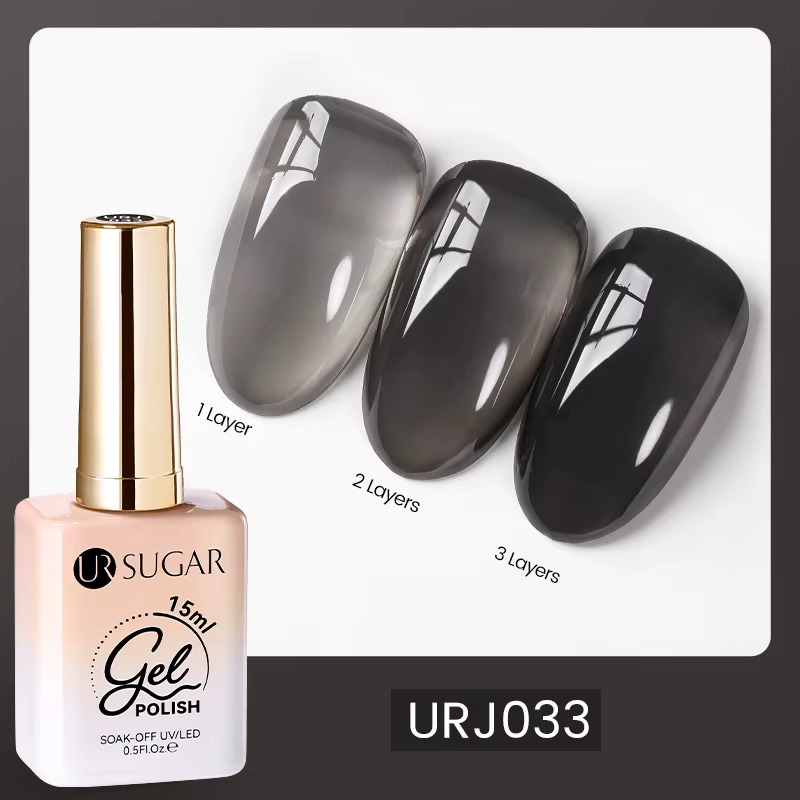 UR SUGAR 15ml Gel Polish Translucide Noir pour Ongles