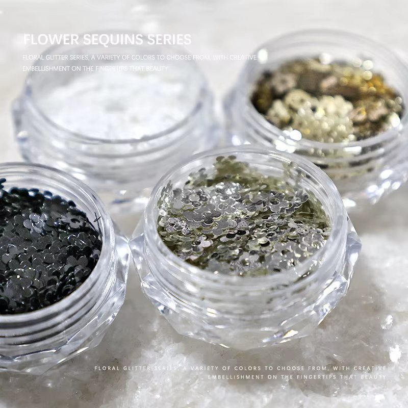 1 pot de paillettes en feuille d'or et d'argent pour ongles