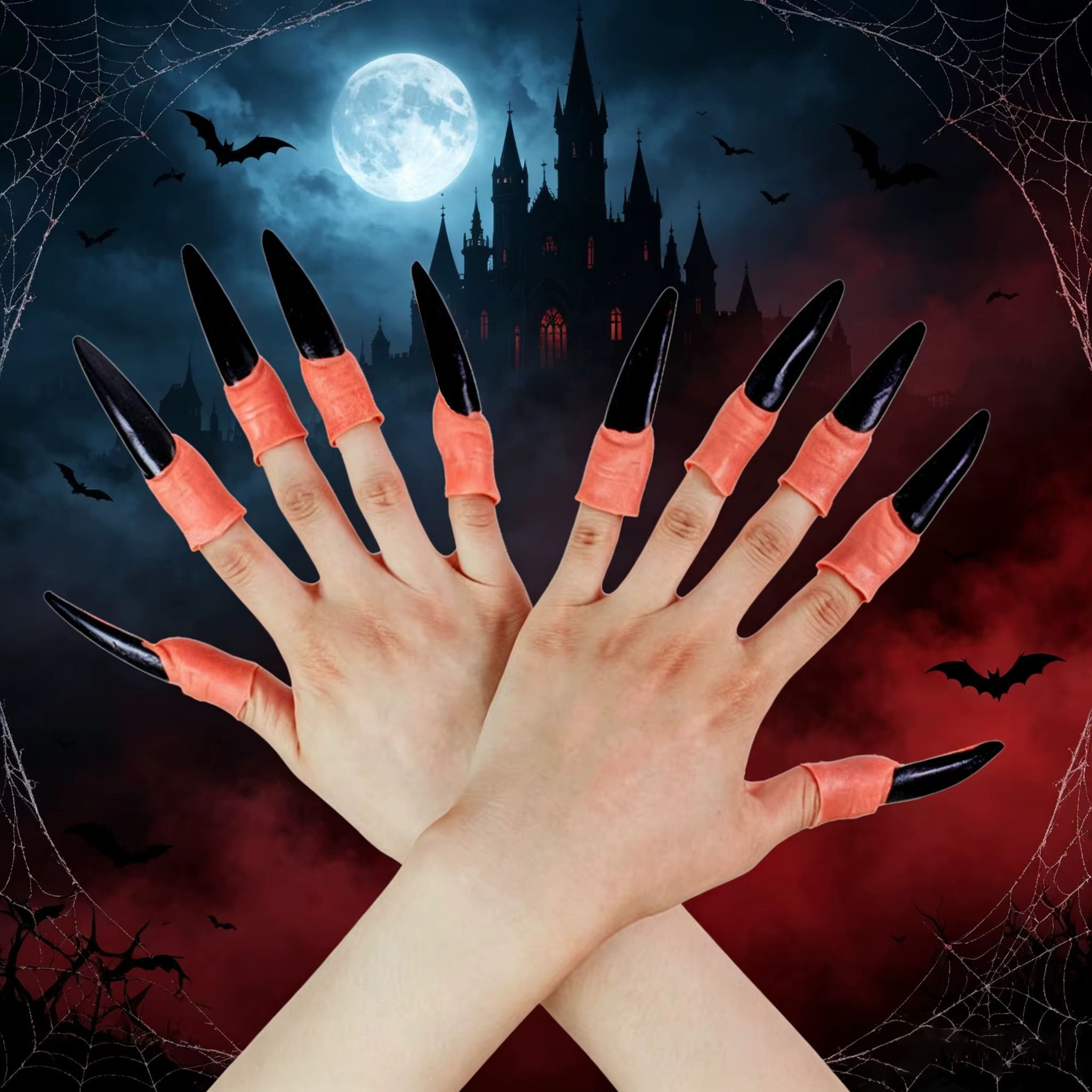 Faux ongles de sorcière, griffes d'ongles d'Halloween, ongles de mascarade, griffes de sorcière effrayantes pour cosplay DIY