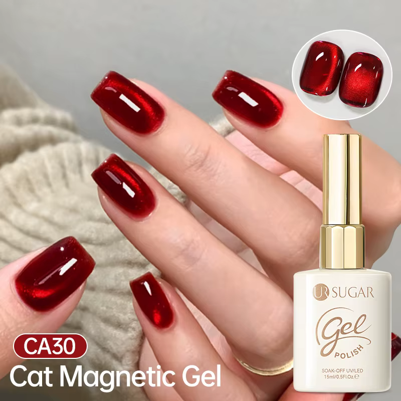 UR SUGAR 15ml 3 pièces vernis à ongles Gel magnétique chat rouge Super brillant rubis