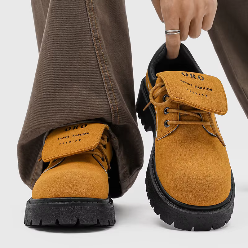 Bottes Derby pour hommes, chaussures basses de travail, semelle épaisse, cuir suédé, respirantes, confortables, antidérapantes, Style Vintage, 2025