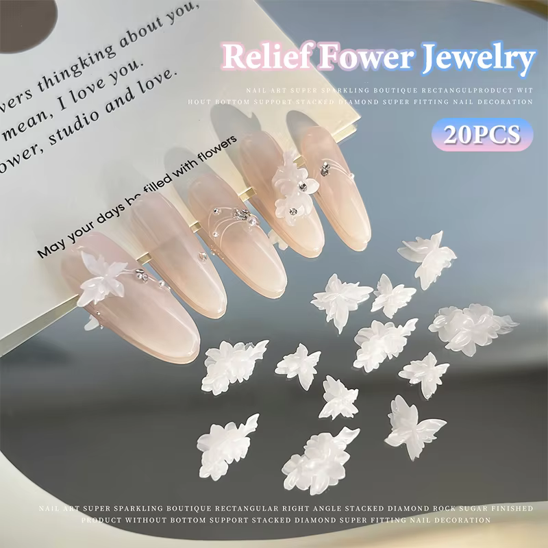 20 pièces papillons Nail Art décorations résine ongles papillon breloques