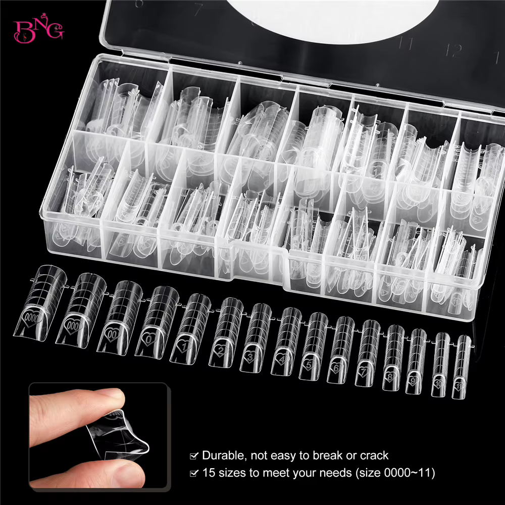 BNG 150 pièces espace double forme couverture complète moules à ongles 15 tailles intelligent ligne française conseils