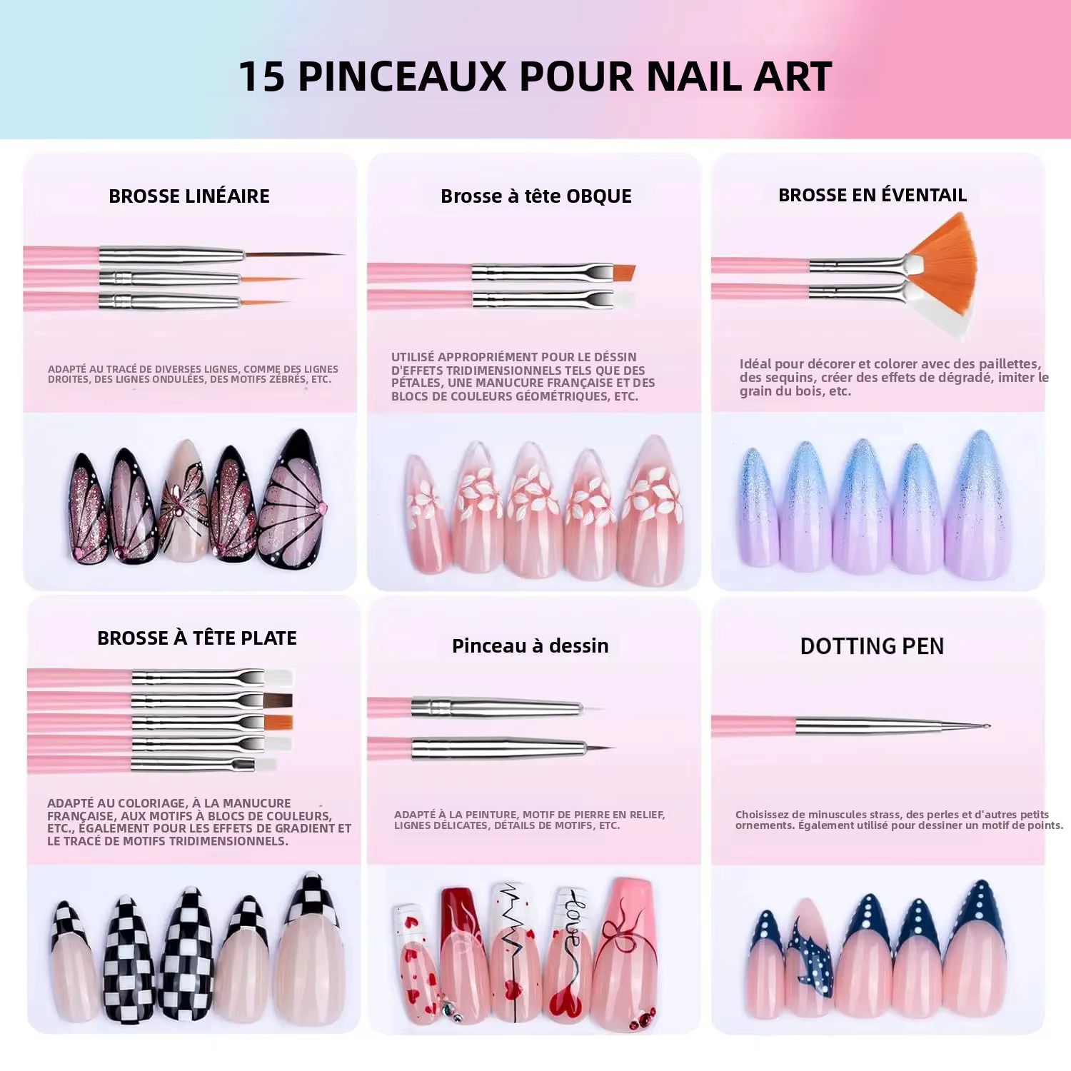 Ensemble professionnel pour ongles 30 pièces – Pinceaux