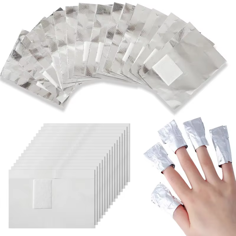 100 pièces sac feuille d'aluminium Nail Art tremper le vernis à ongles enlèvement enveloppes serviette Gel dissolvant