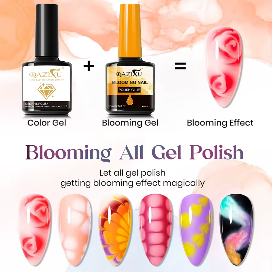 QAZIXU Gel Blooming Transparent Effet Aquarelle UV LED Soak Off pour Ongles