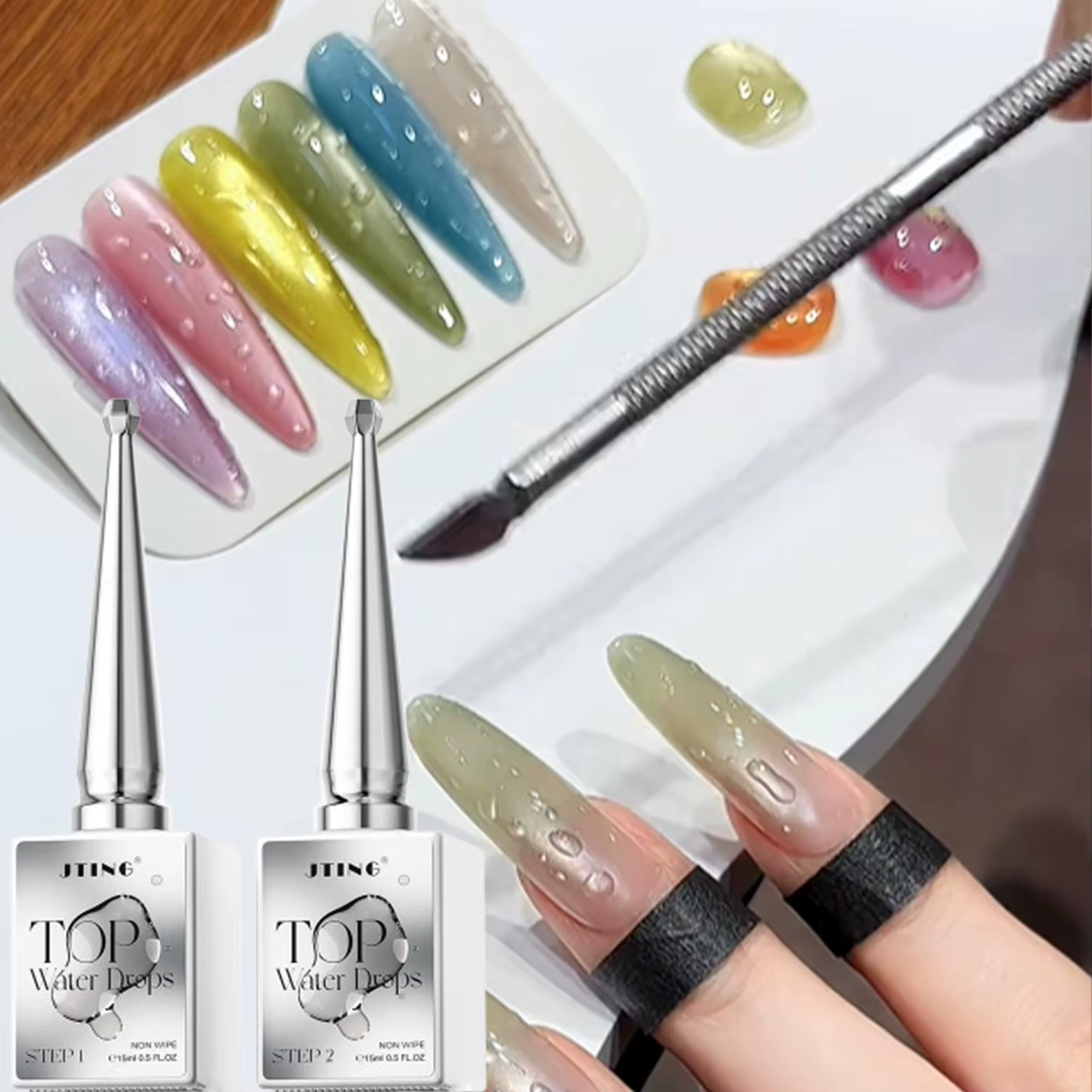 1/2 pièce Nouveau Vernis à Ongles Gel Transparent Effet Goutte d'Eau Été