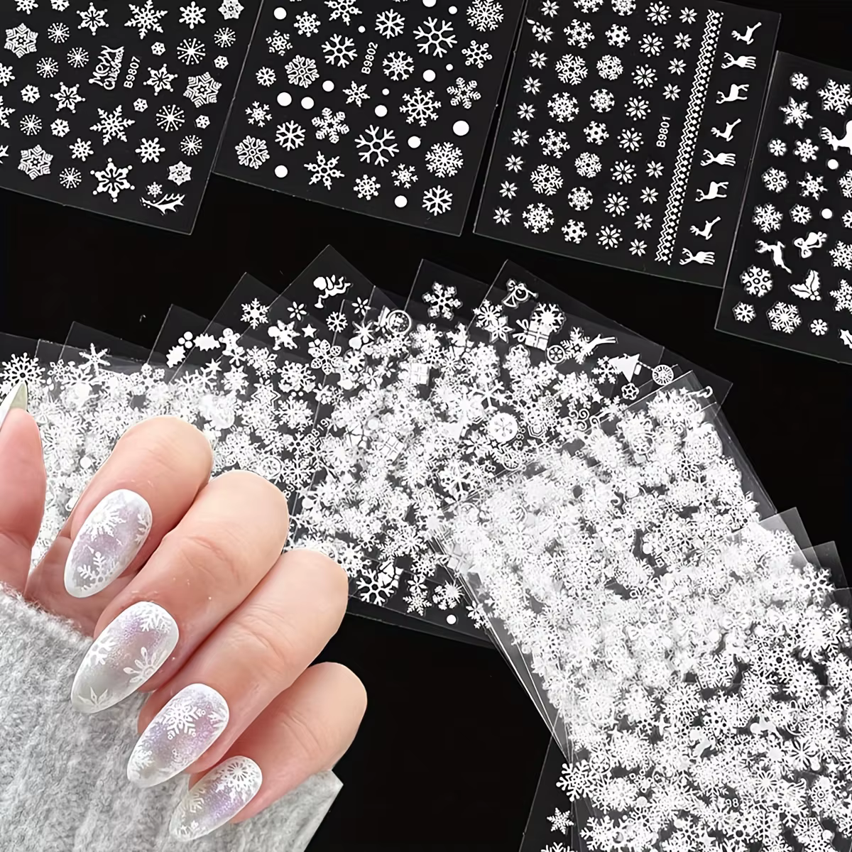 Autocollants 3D en Forme de Flocons de Neige Blancs pour Nail Art