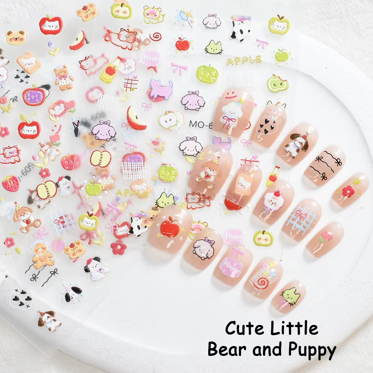 3/6/12 feuilles de stickers pour ongles 5D en gel gaufré auto-adhésifs