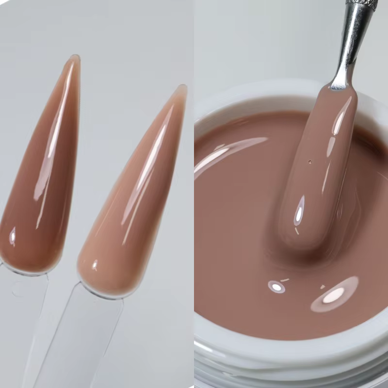 MSHARE 50g Gel Constructeur Liquide Lait Cacao Sans TPO Auto-Nivelant pour Extension et Construction d'Ongles