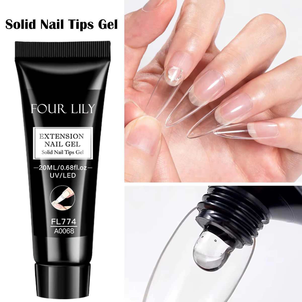 Gel solide pour ongles de 20 ml pour ongles à presser