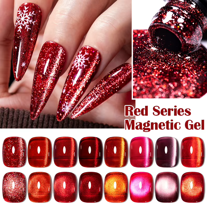 Vernis à ongles Gel magnétique chat série rouge 7ml