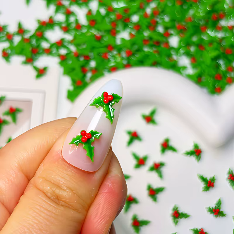 30/60 pièces Décorations d'ongles en forme de feuilles d'été