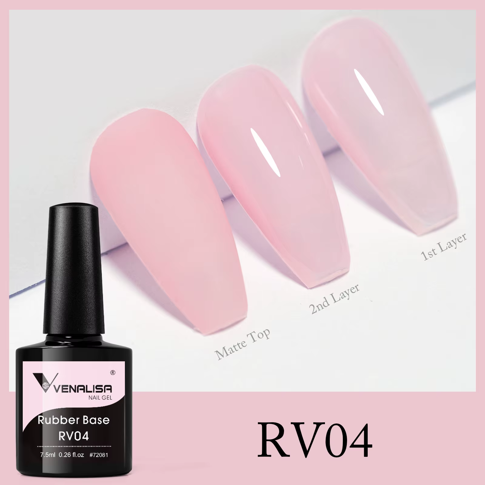 VENALISA Semi Transparent français rose couleur caoutchouc Base manteau vernis à ongles Gel gelée