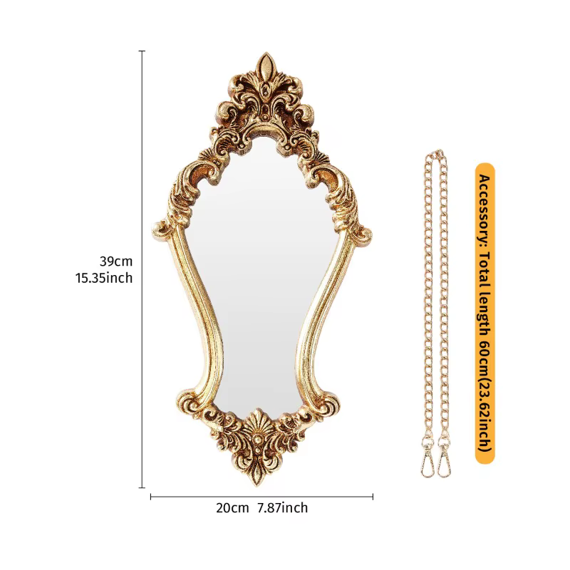 Miroirs décoratifs vintage pour mur, miroir mural antique suspendu, avec chaîne, miroir décoratif pour salon, chambre, salle de bain, entrée