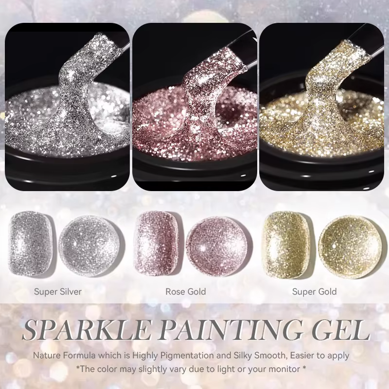 BORN PRETTY 5ml Super or Rose or argent paillettes brillant scintillant français Semi Permanent manucure peinture à ongles Gel UV